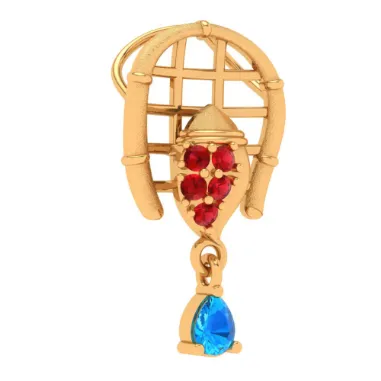 18k Festive Special Gold Pendant For Women With Gemstone