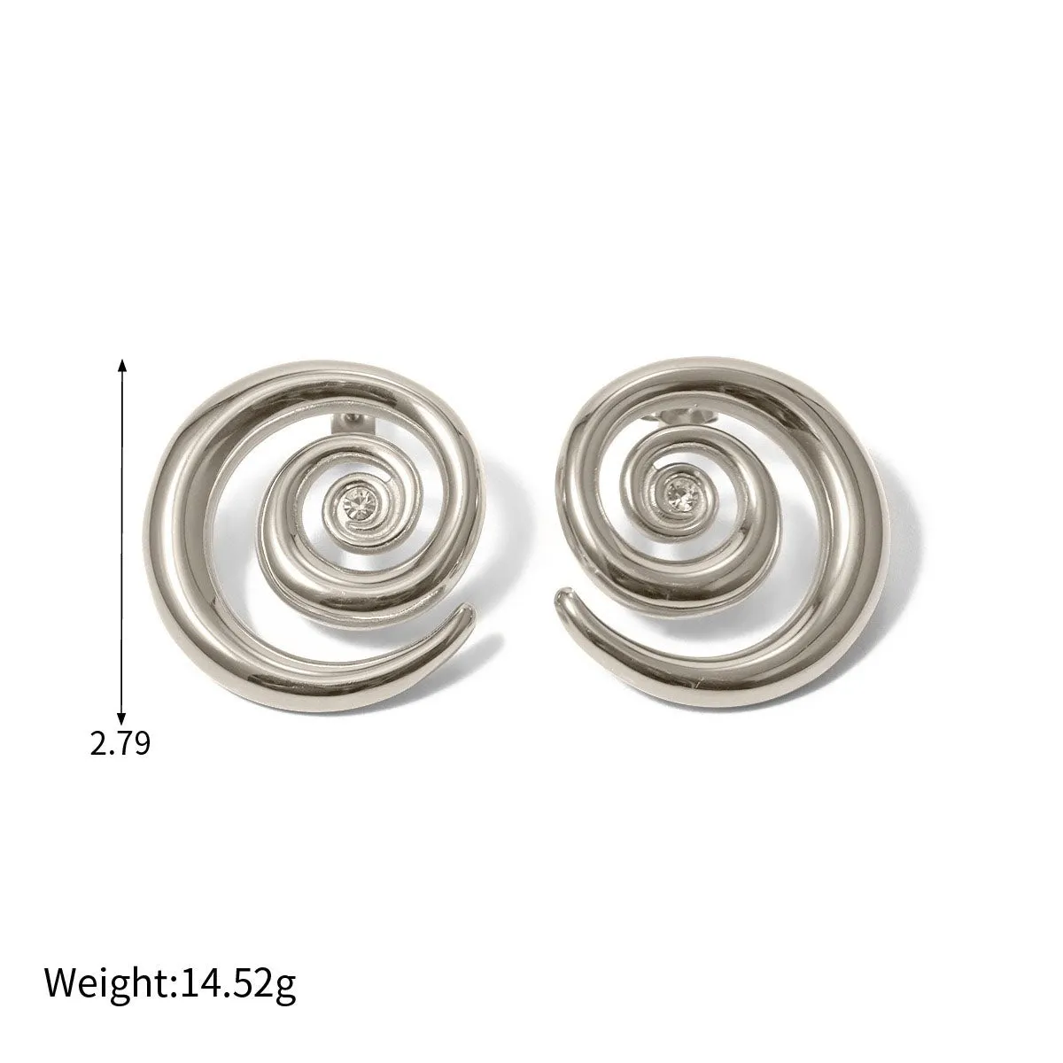 18k gold fashionable swirl diamond design simple style earrings