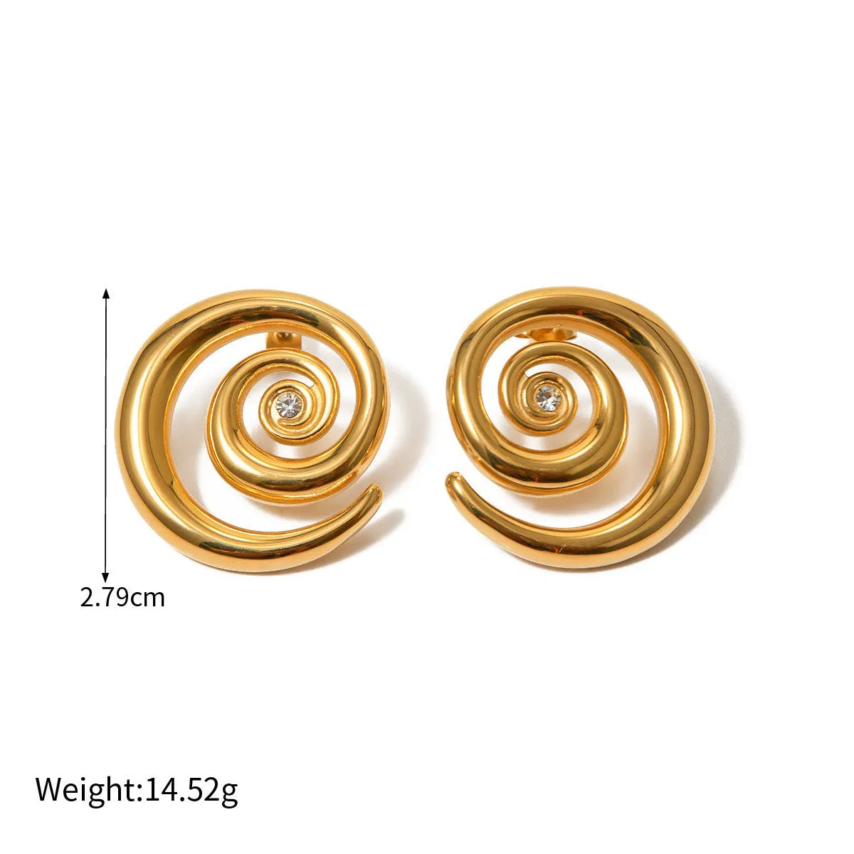 18k gold fashionable swirl diamond design simple style earrings