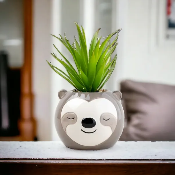 Artificial Succulent In Sloth Head Plant Pot