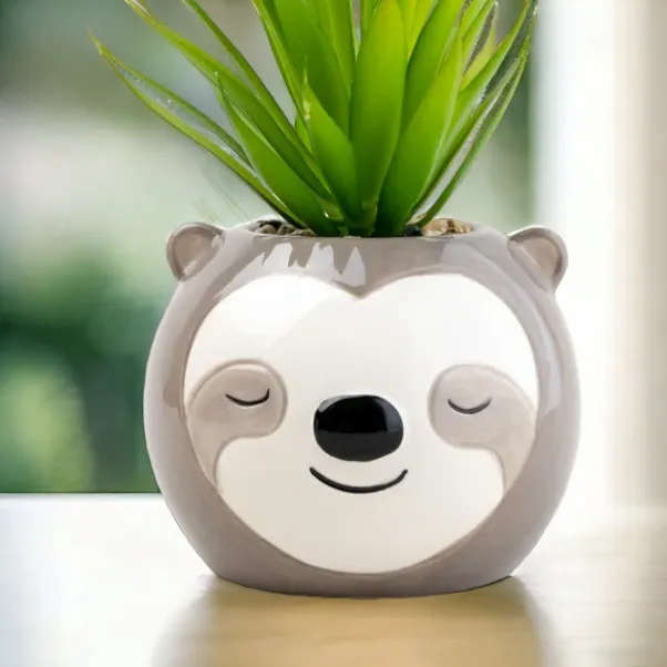 Artificial Succulent In Sloth Head Plant Pot