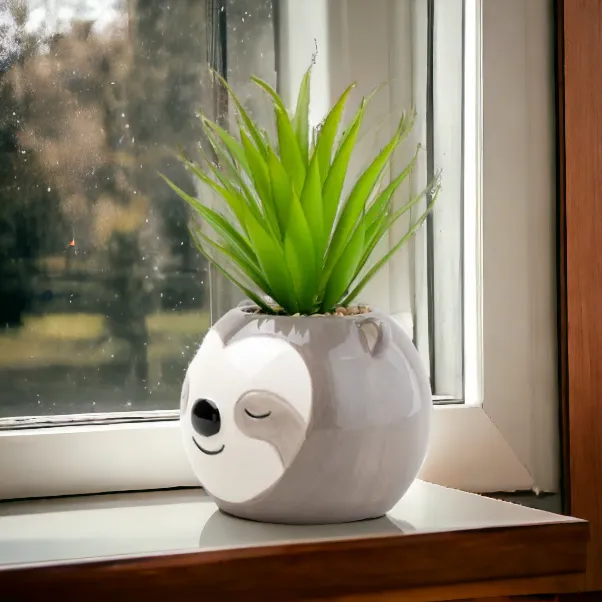 Artificial Succulent In Sloth Head Plant Pot