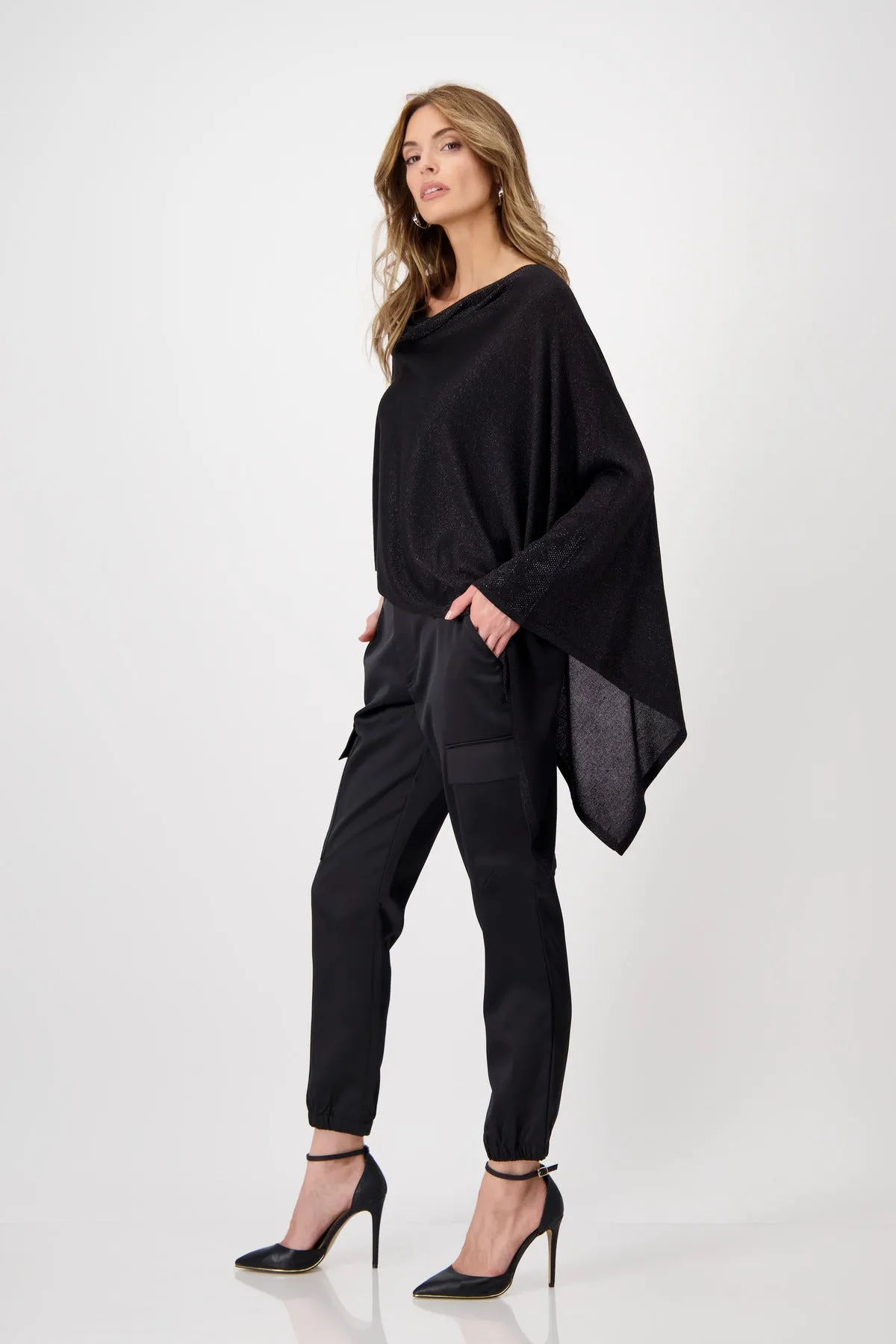 Asymmetrical Poncho 807518MNR in Black by Monari