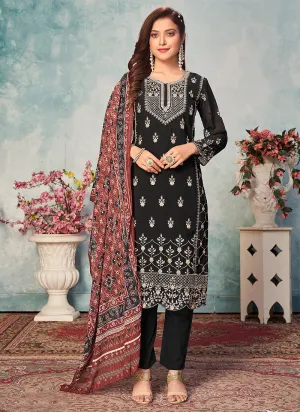 Black Georgette Pants Style Suit