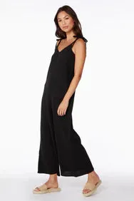 bobi Black Tie Shoulder Wide-Leg Jumpsuit