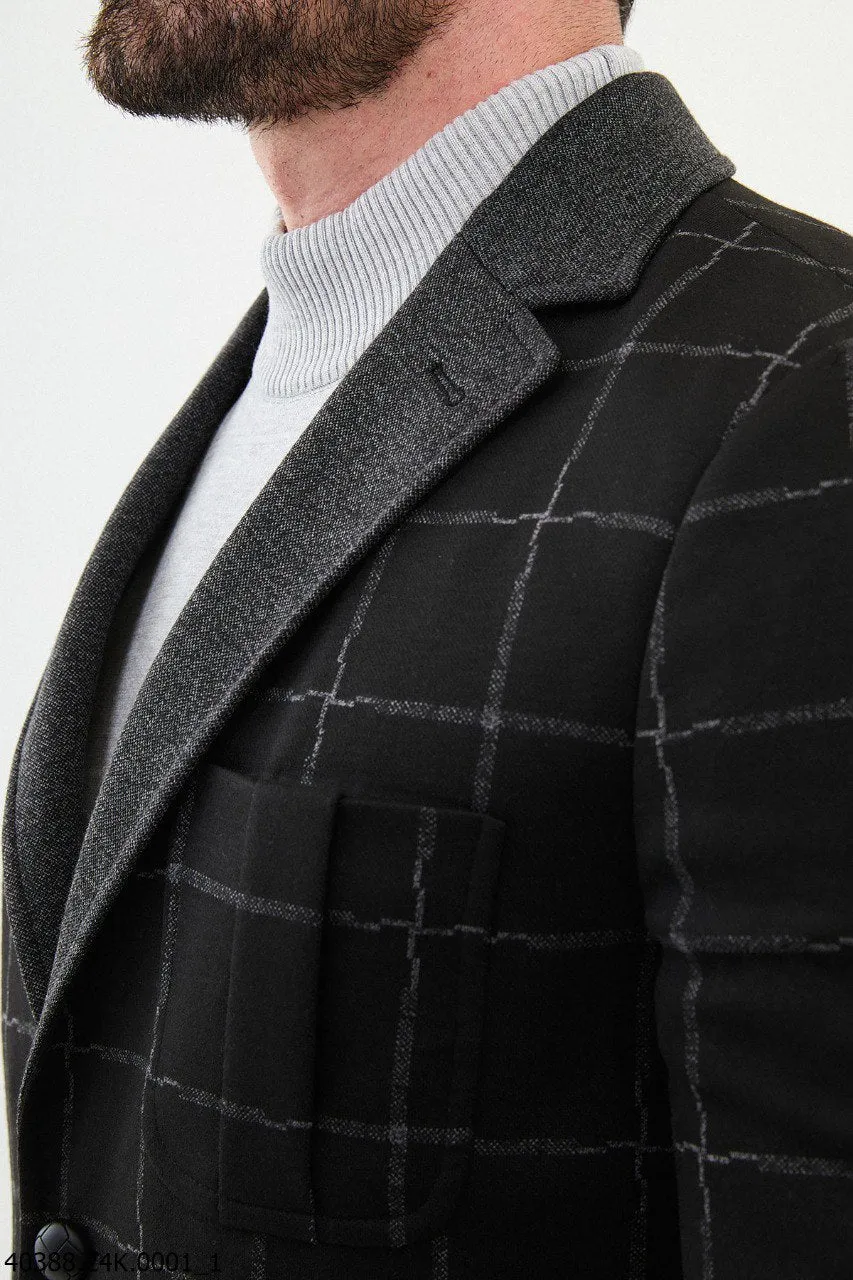 Bojoni Belmonte Slim Fit Black Plaid Blazer