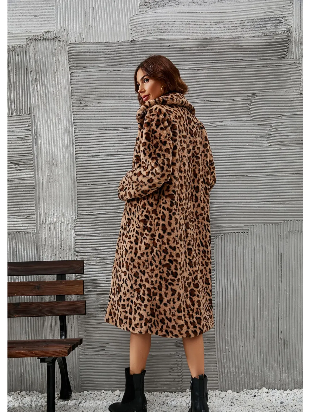 Casual Square Collar Faux Fur Overcoat Plush Long Coat Autumn Winter Coat Women