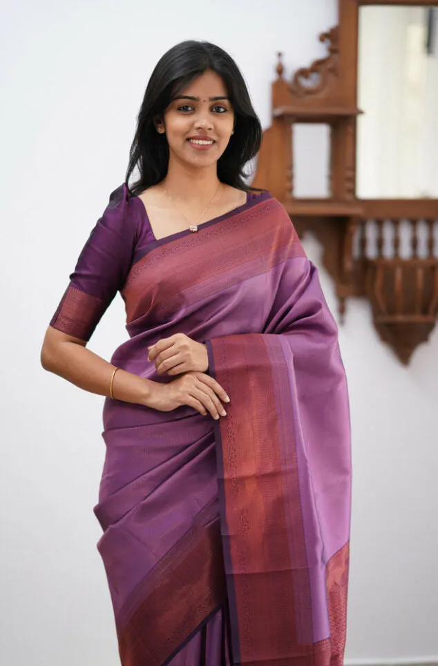 Charming Purple Soft Silk Saree With Eye-catching Blouse Piece