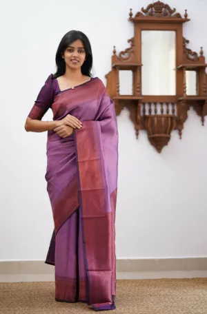 Charming Purple Soft Silk Saree With Eye-catching Blouse Piece