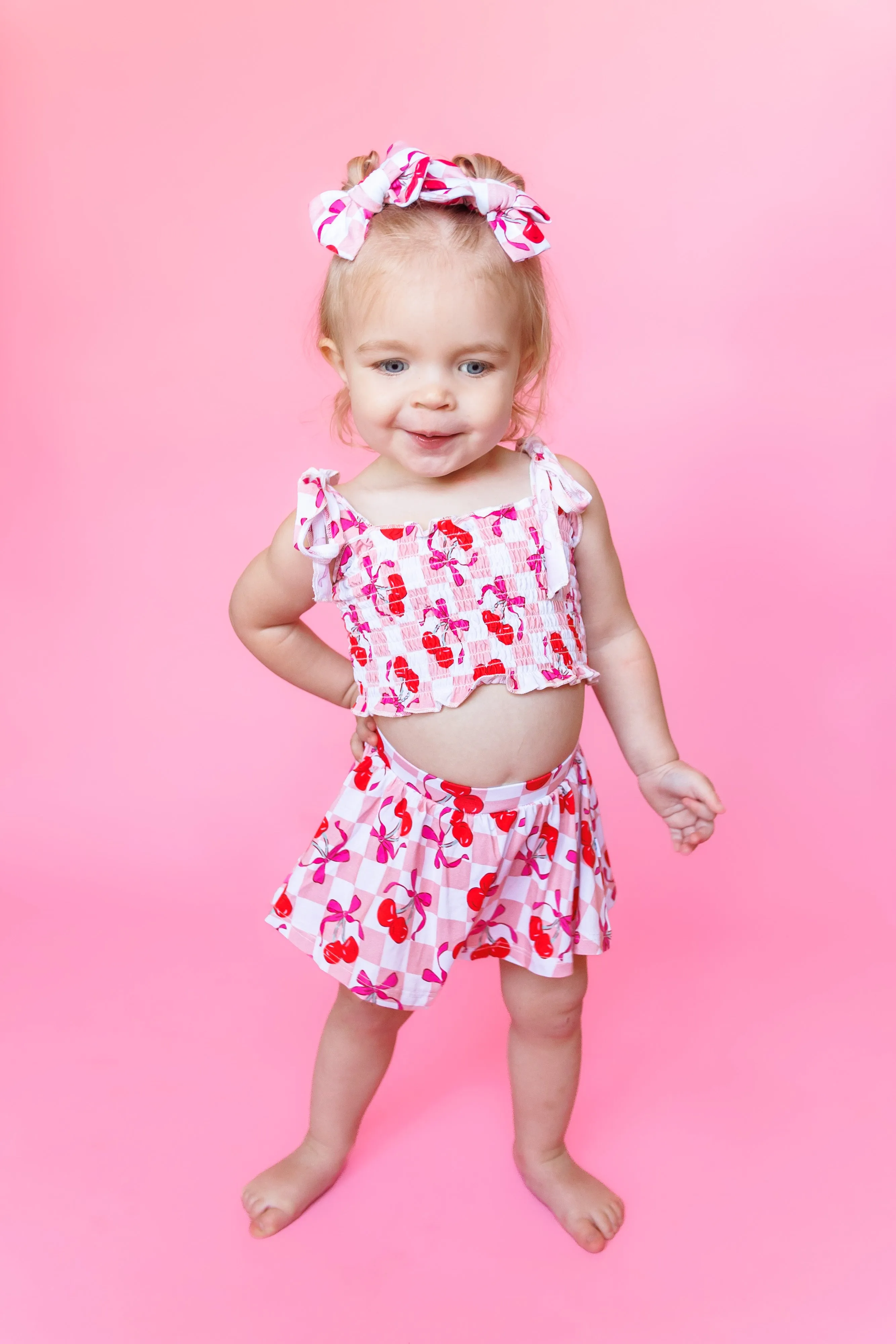 Cherry Sweet Checkers Dream Smocked Skirt Set