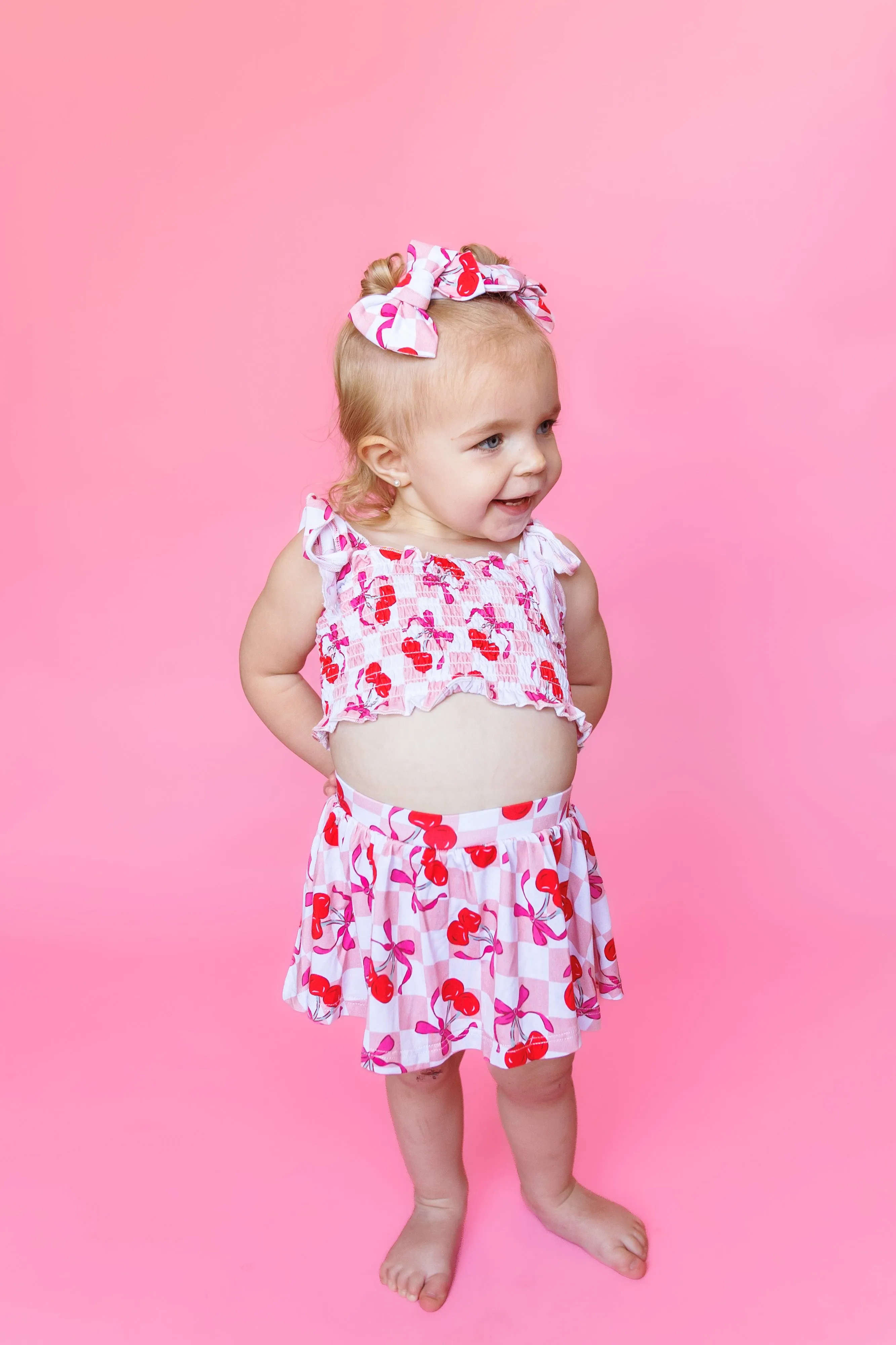 Cherry Sweet Checkers Dream Smocked Skirt Set