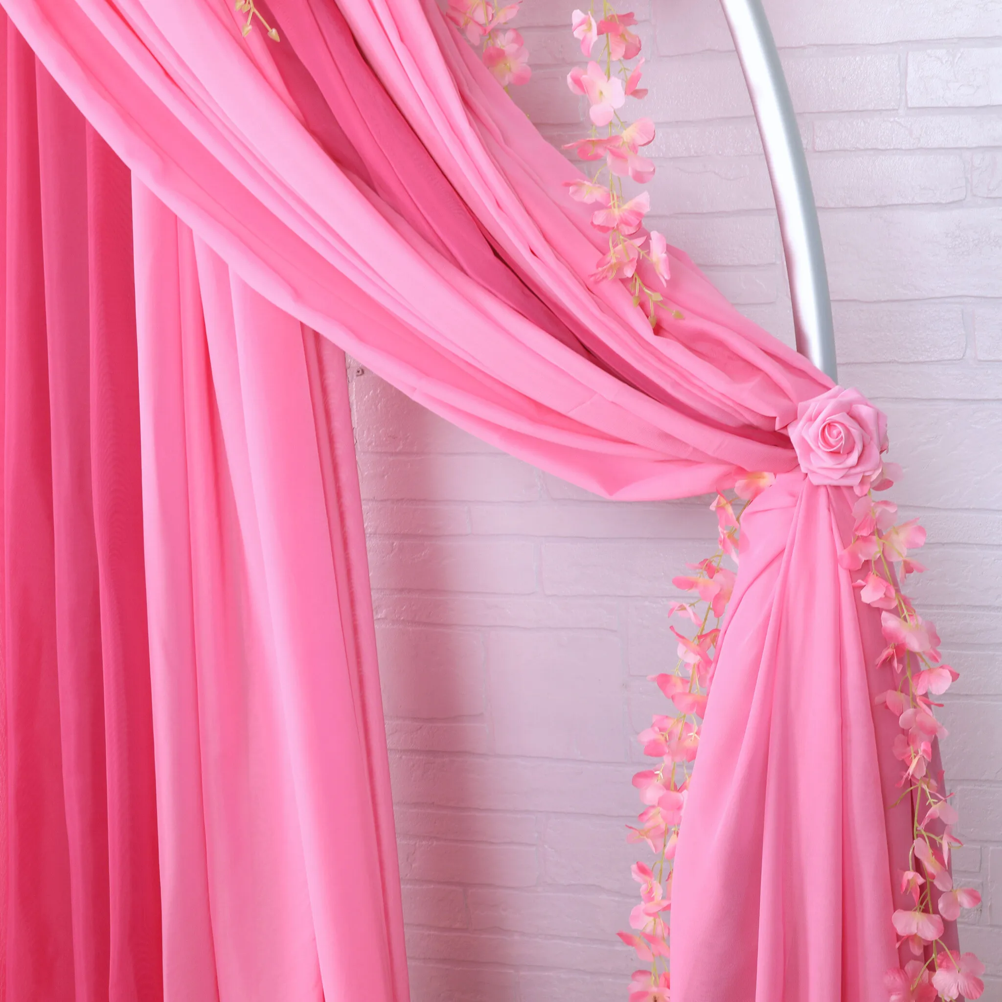 Chiffon Curtain Drape 14ft H x 58" W Panel - Pink