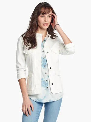 Denim Safari Jacket in Paper White