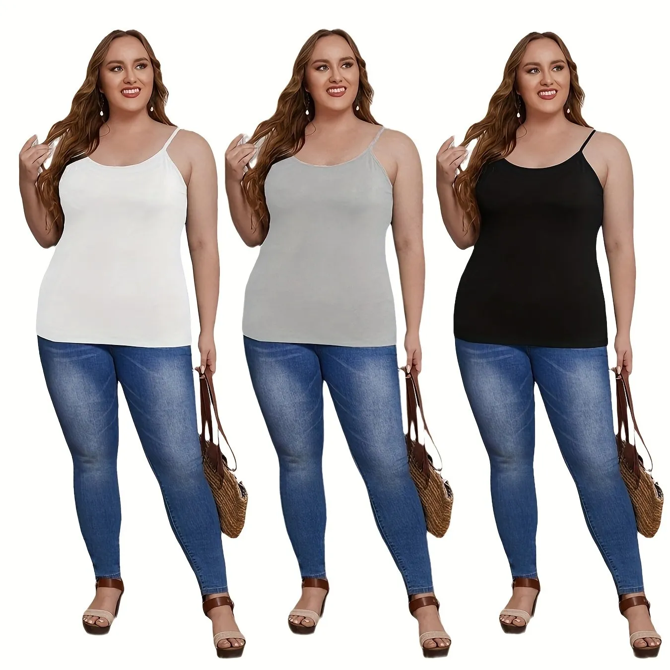 Essential Plus Size Cami Set 3 Pack Classic Style