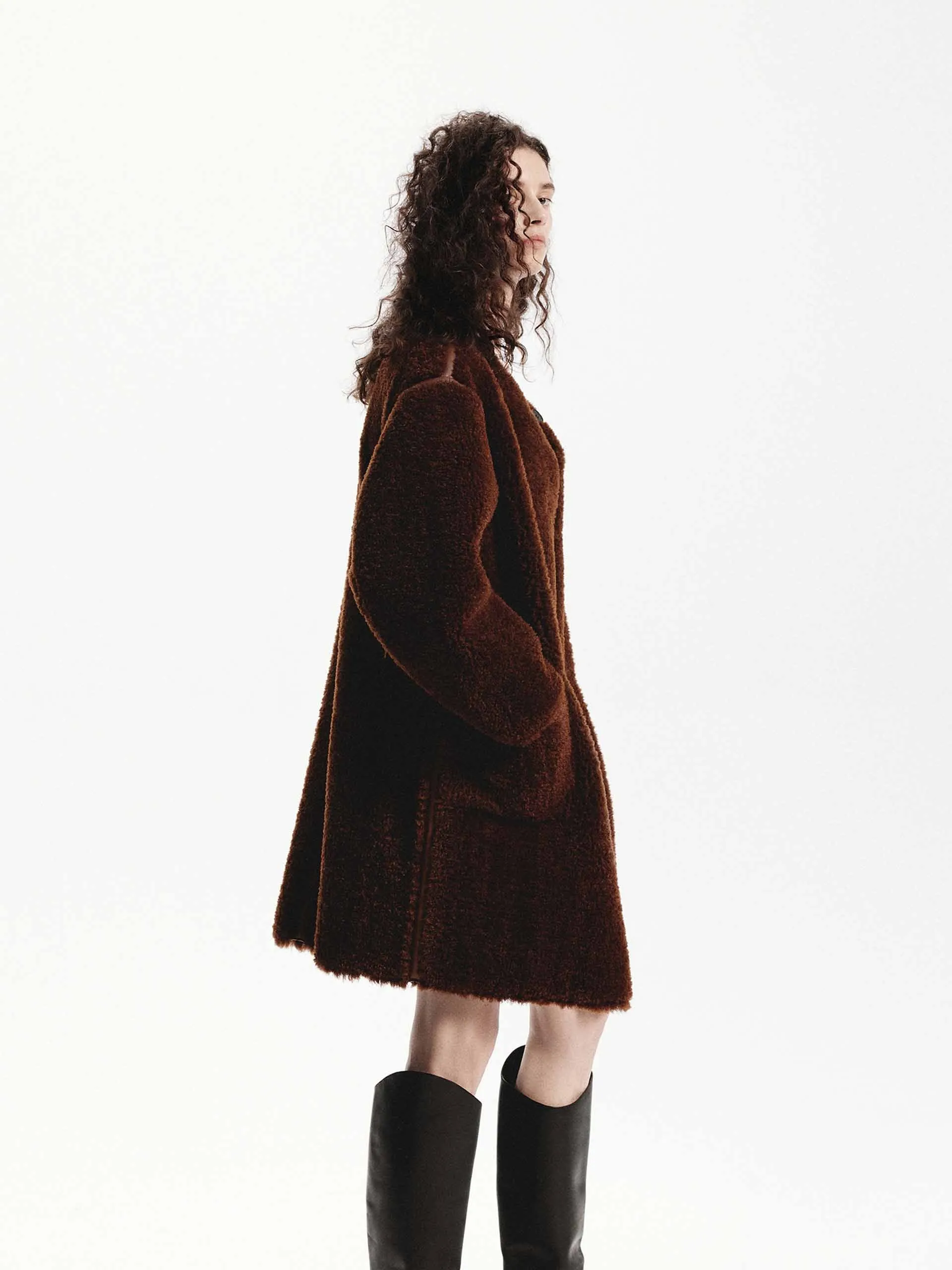 Faux Shearling Midi Coat