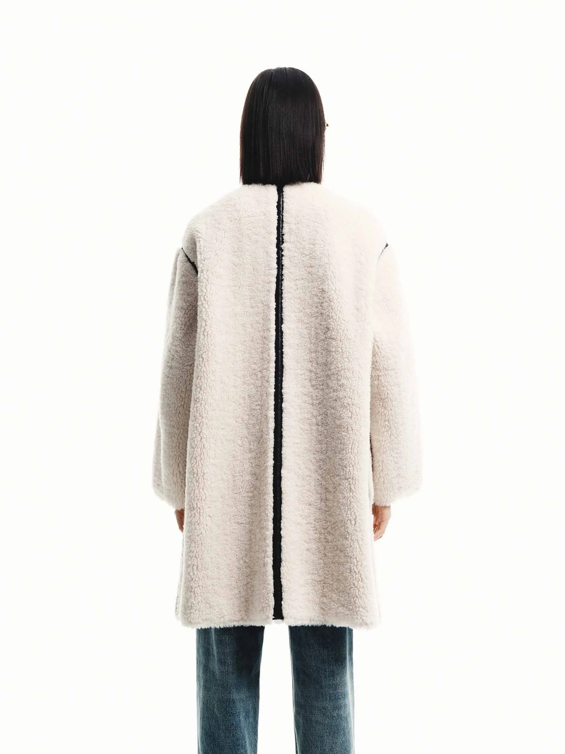 Faux Shearling Midi Coat