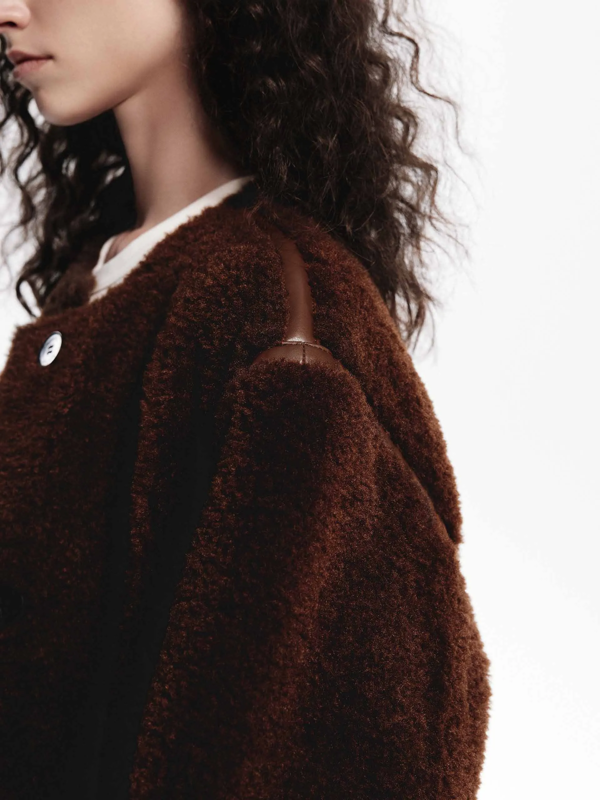 Faux Shearling Midi Coat