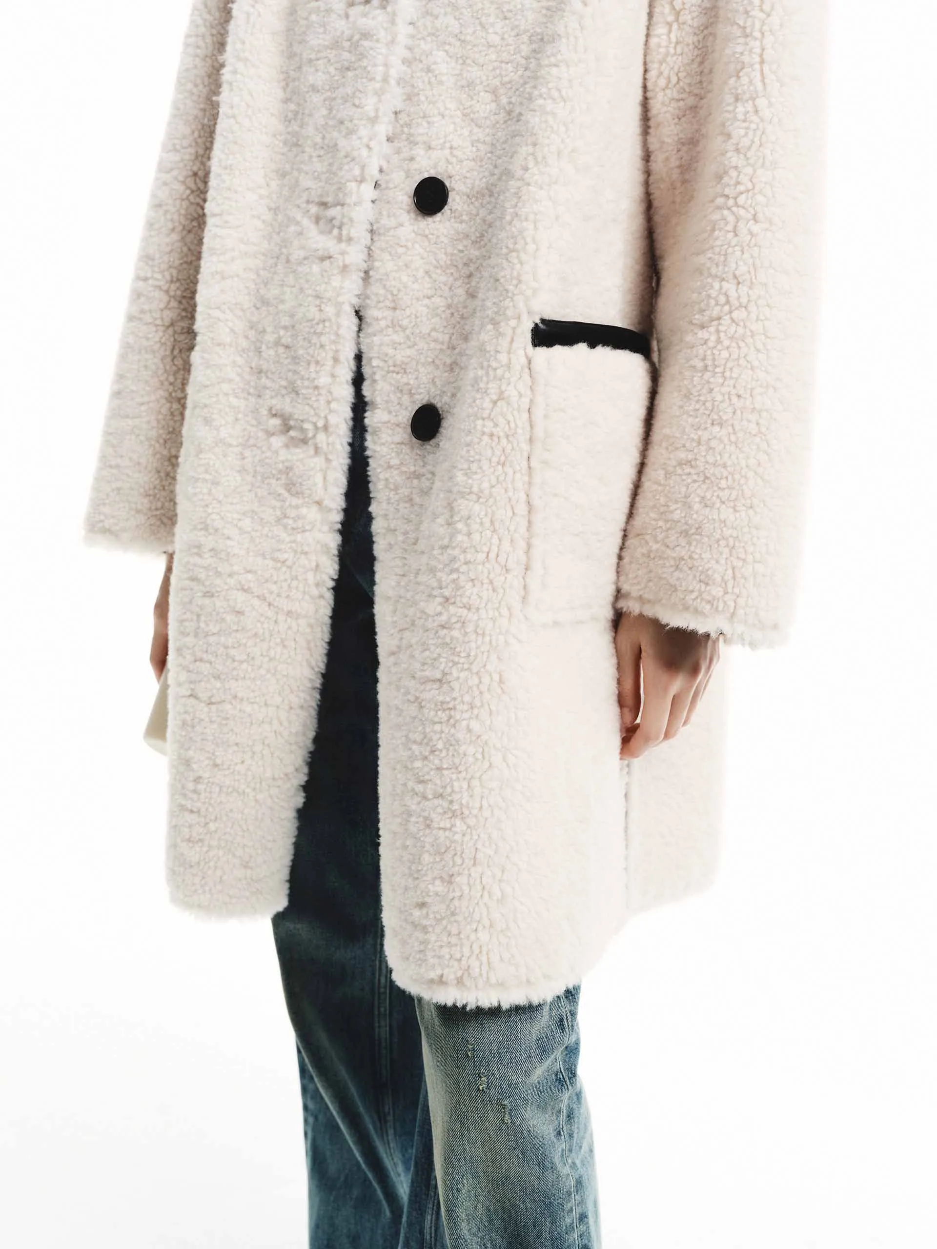 Faux Shearling Midi Coat