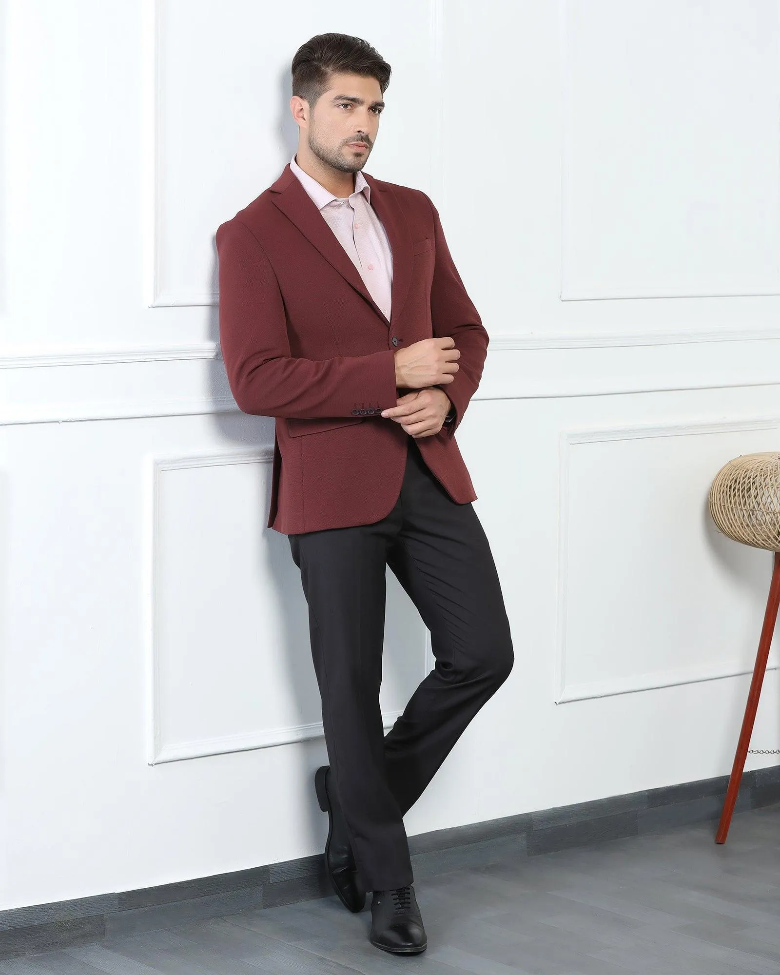 Formal Maroon Textured Blazer - Morris