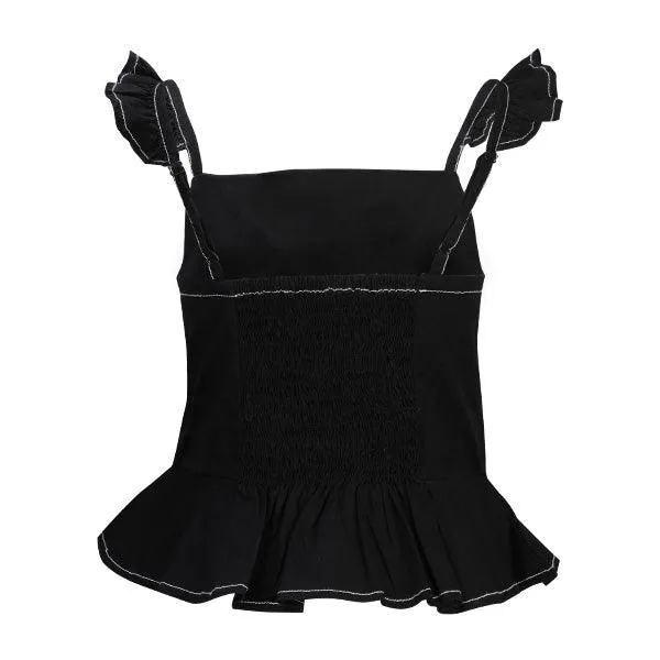 GIRLS BLACK TOP OFF-SHOULDER BLOUSE