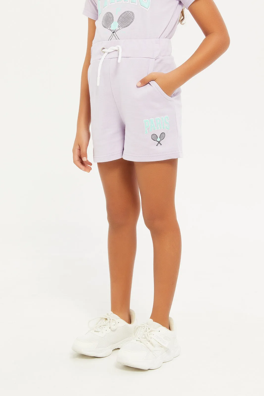 Girls Lilac Printed Lounge Short