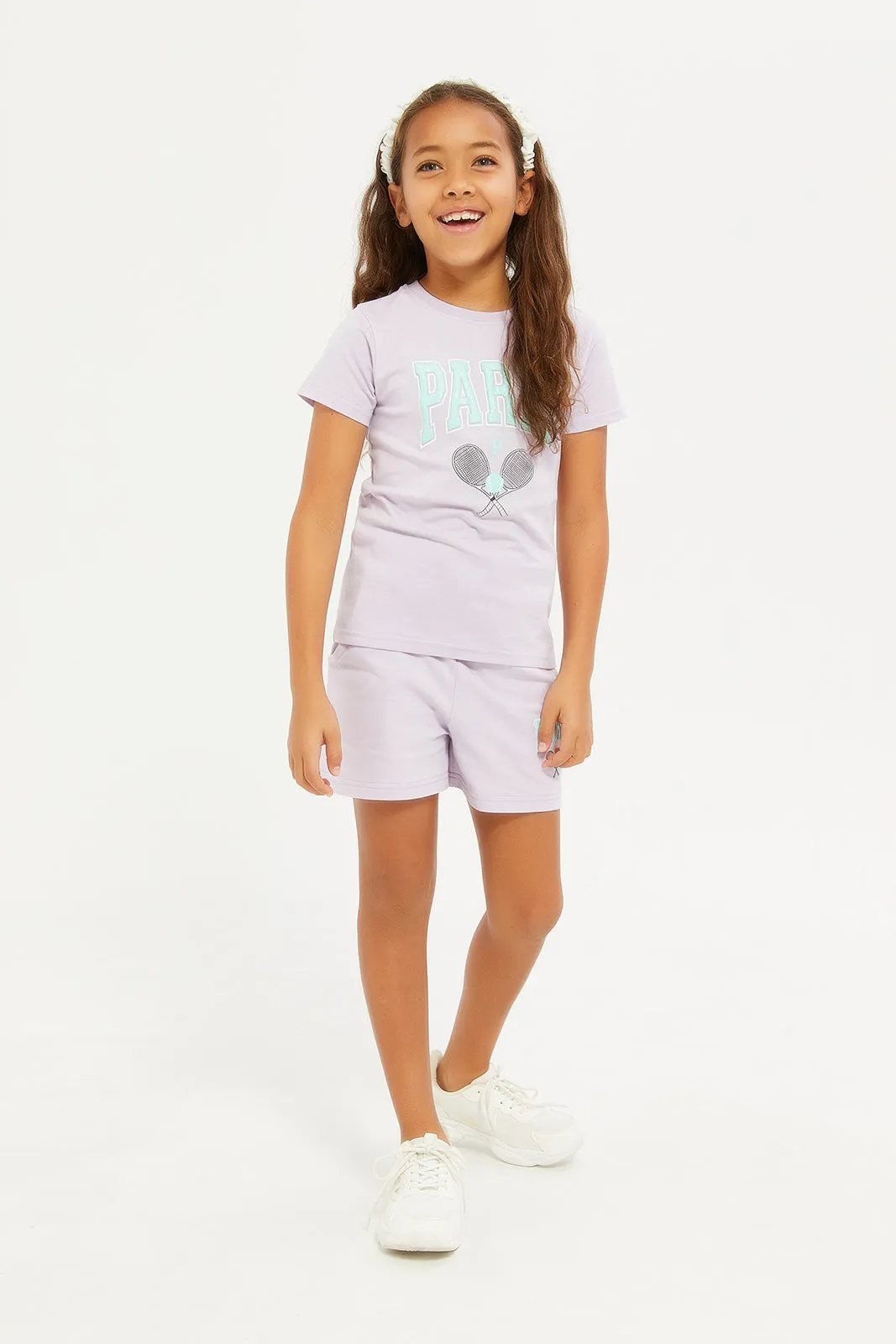 Girls Lilac Printed Lounge Short