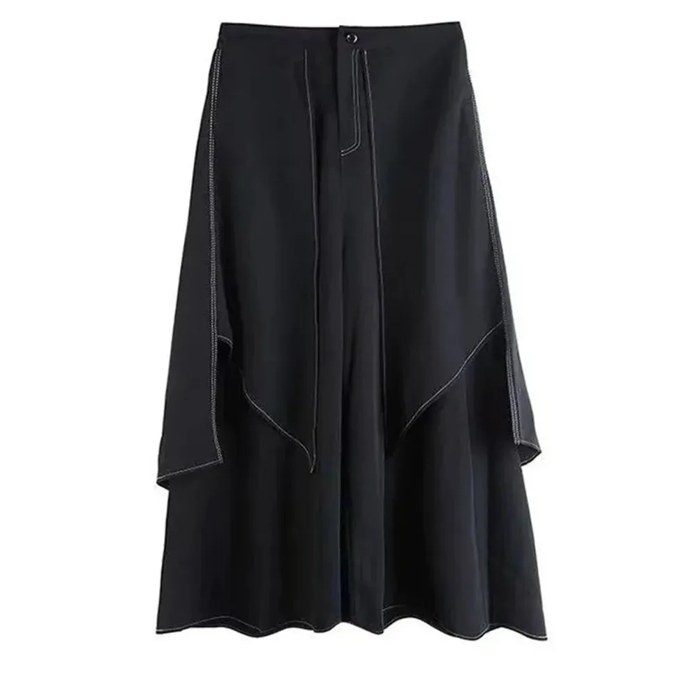 Gothic Layer Samurai Culottes Streetwear Casual Double Y2K Pants