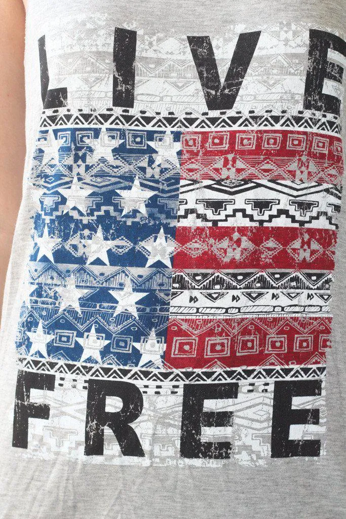 Gray "Live Free" Tank Top