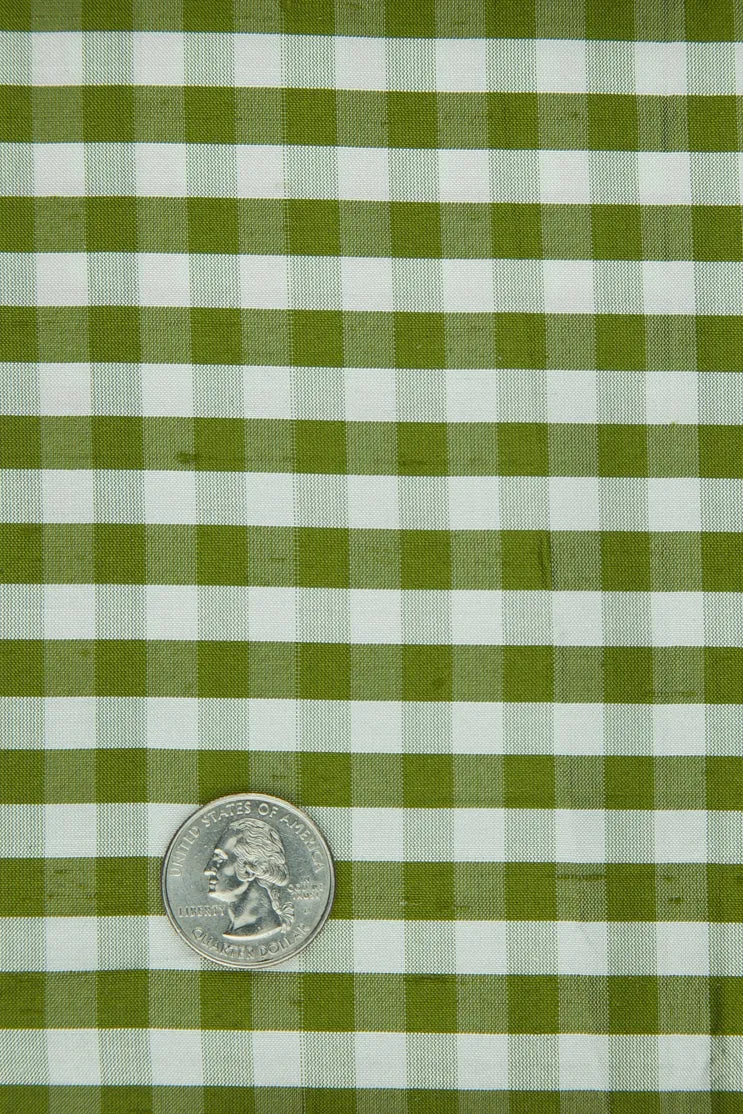 Green Moss Gingham Shantung 560 Fabric