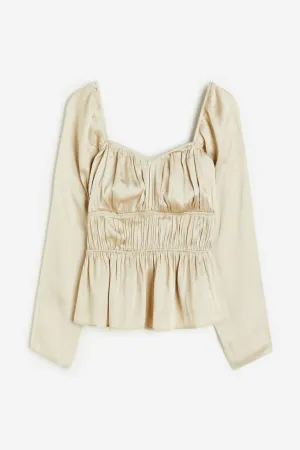 H&M satin blouse, light beige