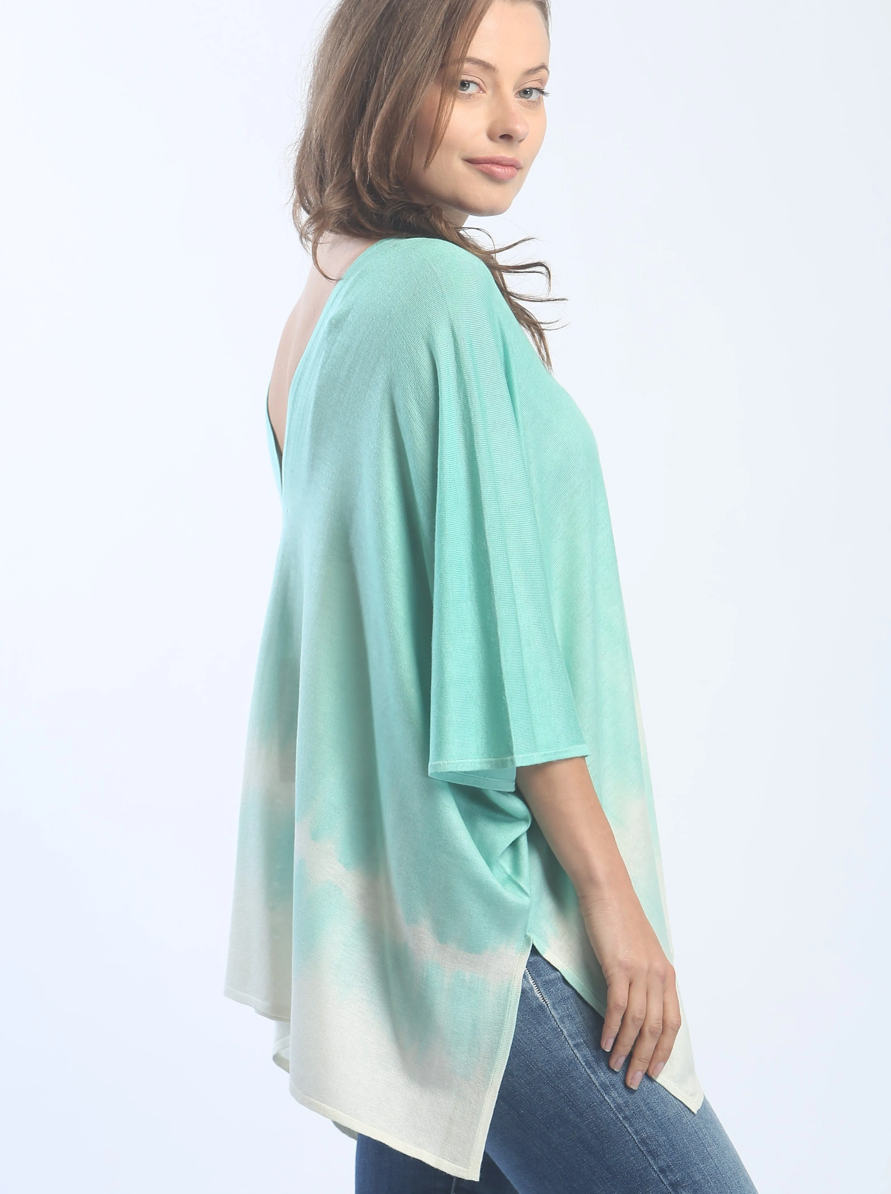 Hand Dyed Double V-Neck Poncho Tee