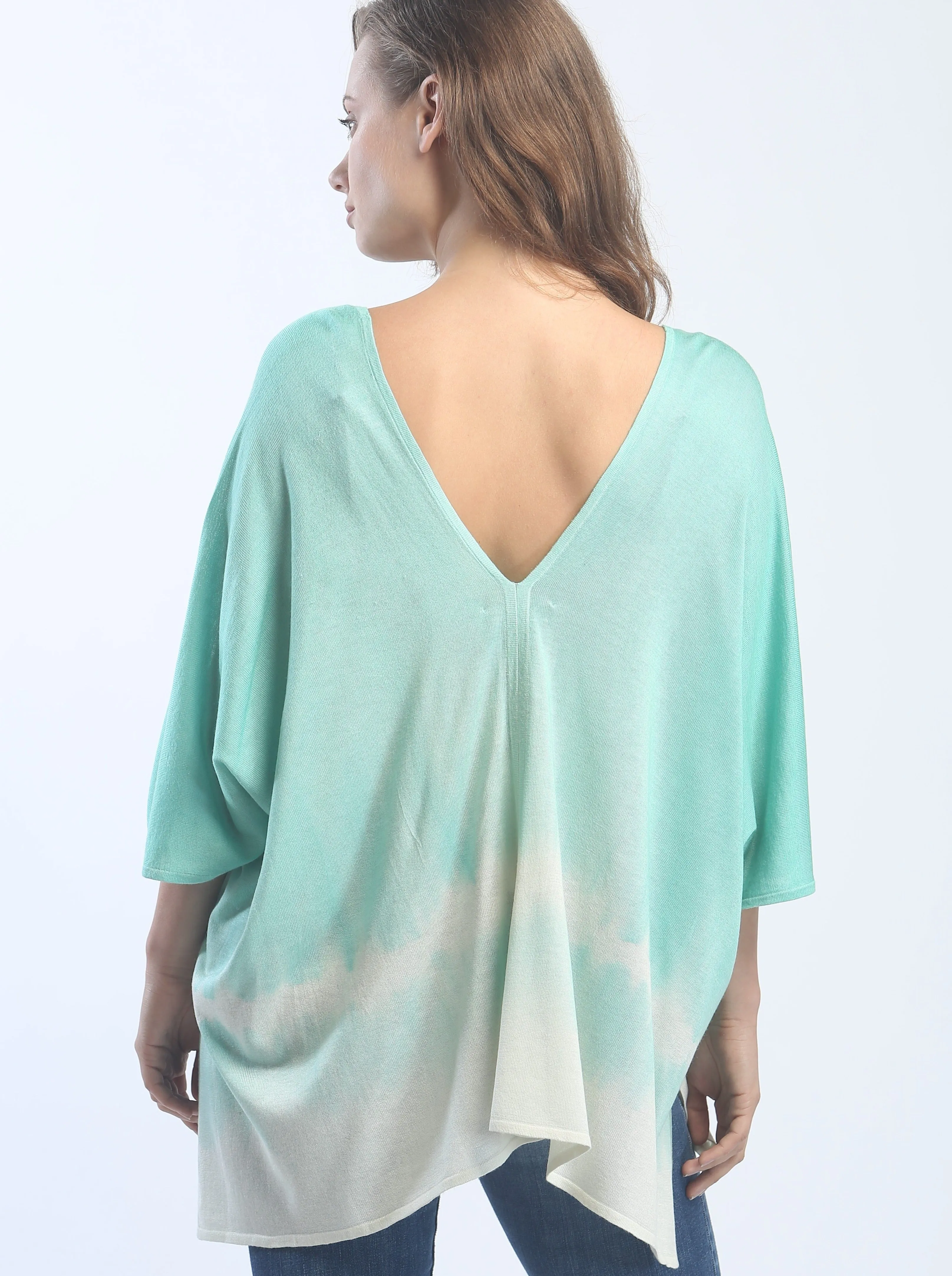 Hand Dyed Double V-Neck Poncho Tee