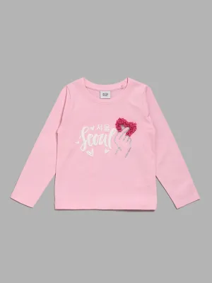 HOP Kids Pink Printed T-Shirt