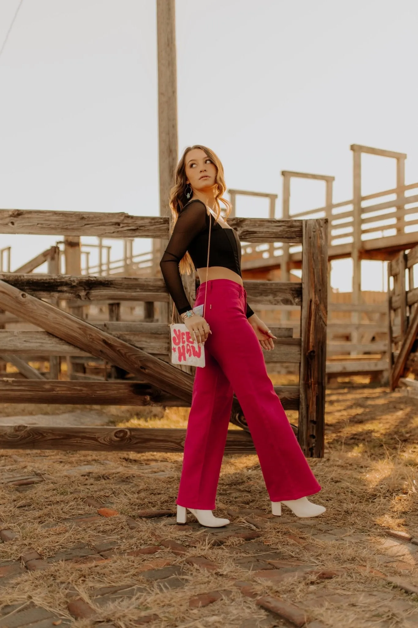 Hot Pink Wide Leg Jean