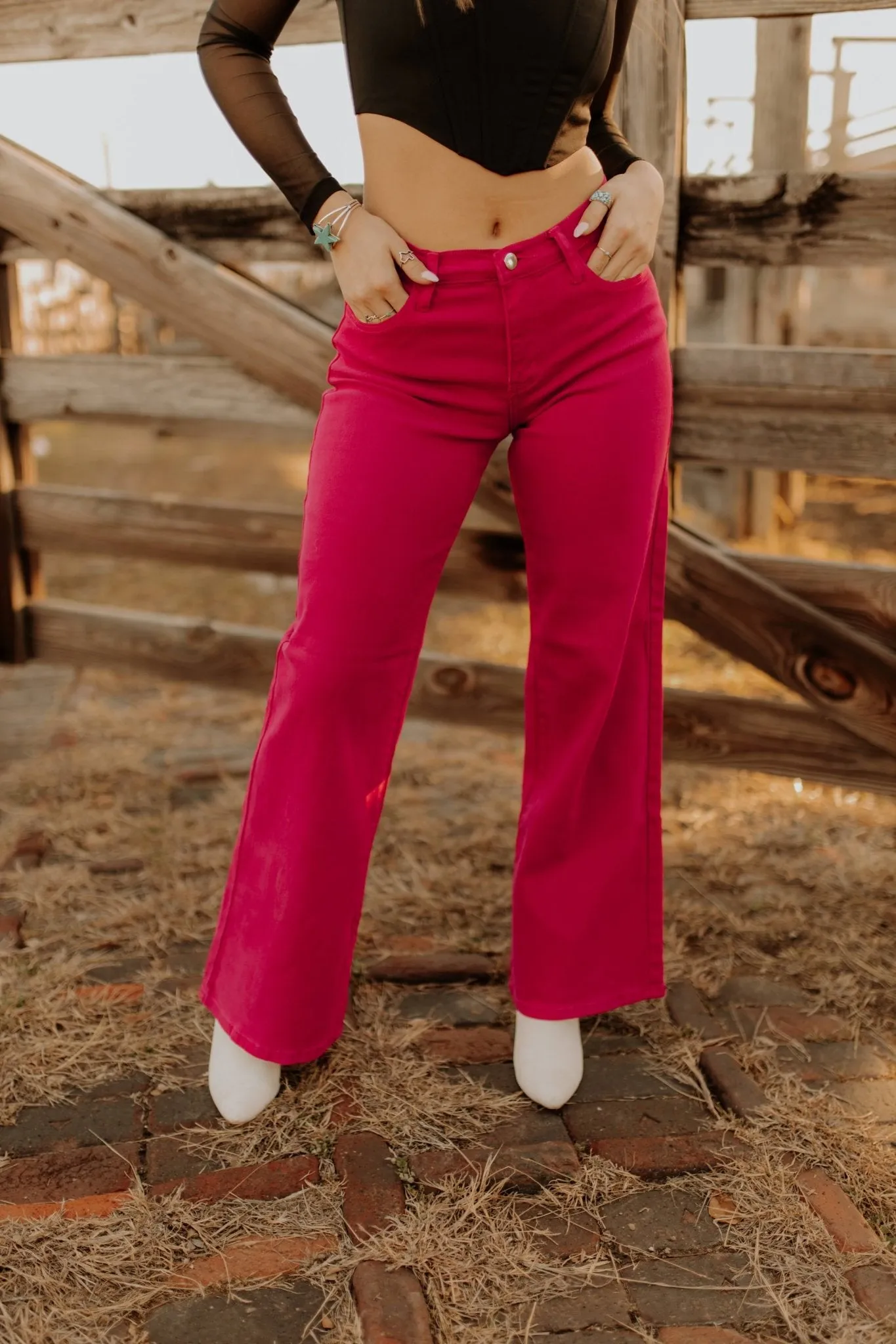 Hot Pink Wide Leg Jean