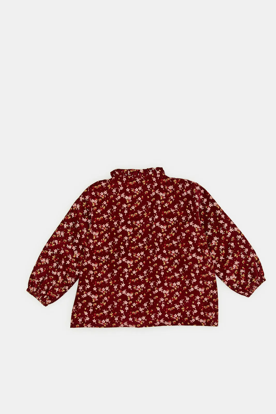 Infant Girls Burgundy Front Buttoned Printed Blouse