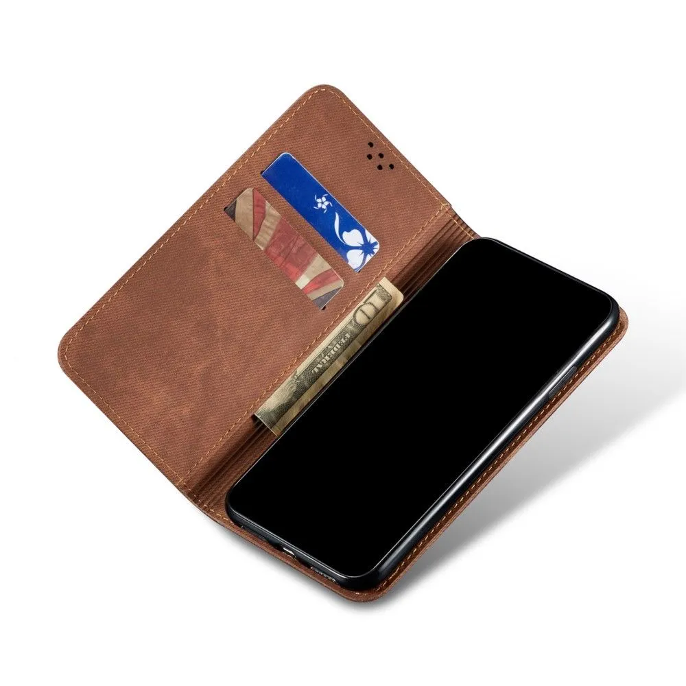 Jeans Motorola Edge (2021) Flip case - Coffee