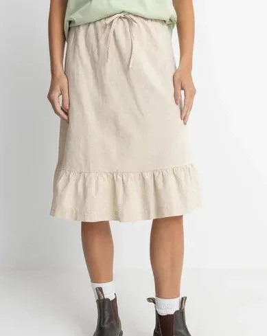 Jyoti Tiered Midi Skirt in Natural