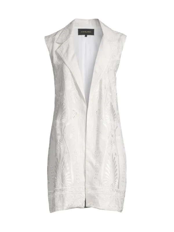 Kobi Halperin Siena Long Vest with Embroidery, White