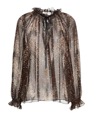 Leopard print blouse CELINE, brown/beige