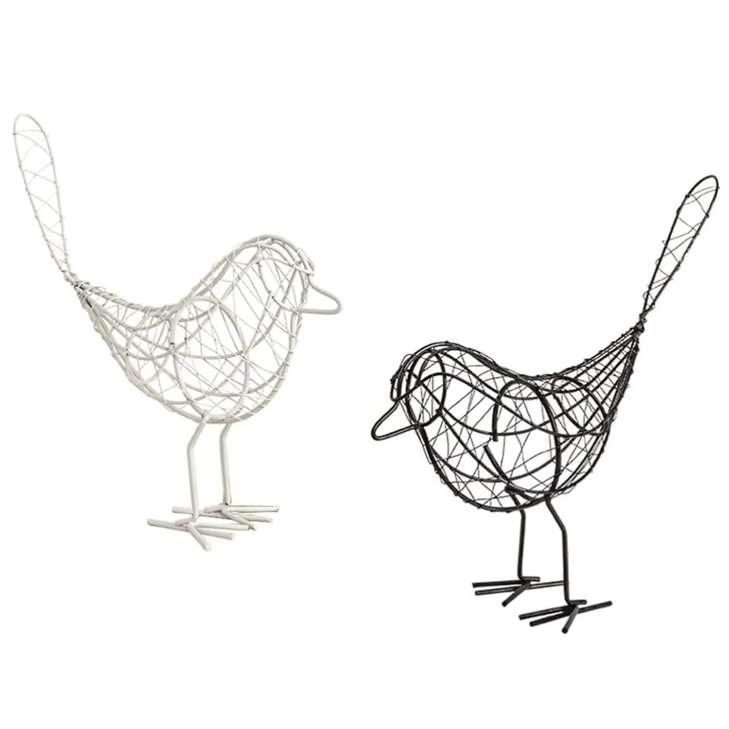 LIFEHAXTORE Metal Wire Black and White Bird Figurine | Beautiful Home Decor - (Pack of 2, Black and White)