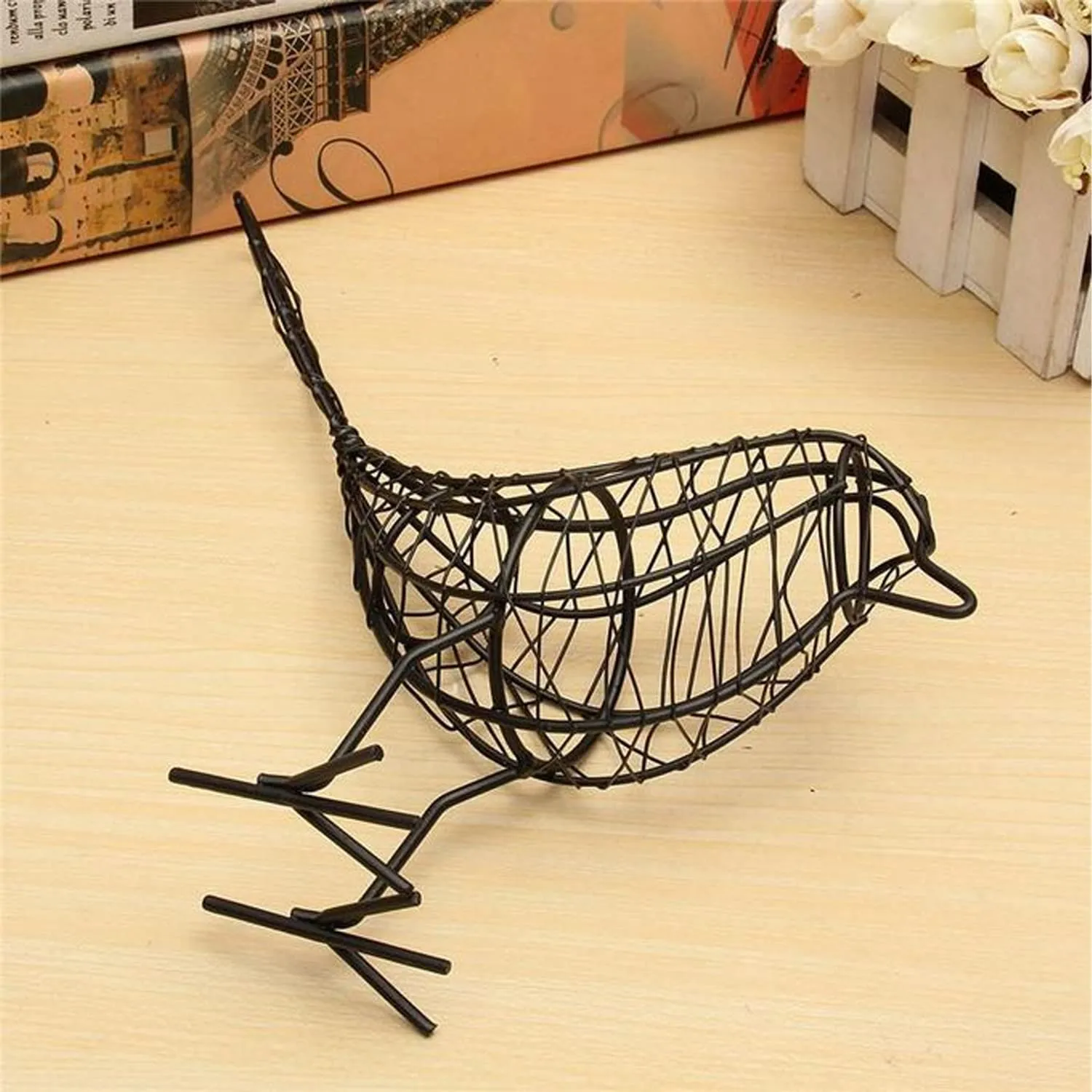 LIFEHAXTORE Metal Wire Black and White Bird Figurine | Beautiful Home Decor - (Pack of 2, Black and White)