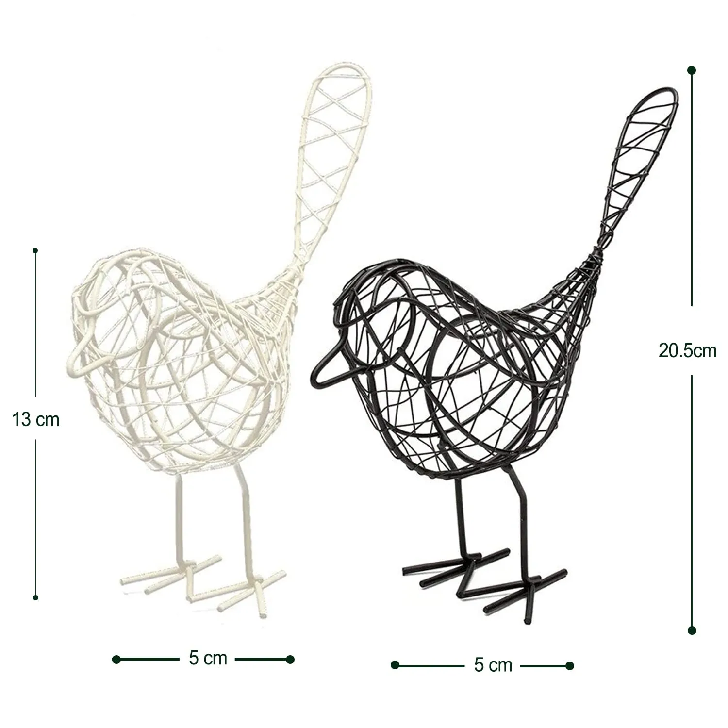 LIFEHAXTORE Metal Wire Black and White Bird Figurine | Beautiful Home Decor - (Pack of 2, Black and White)