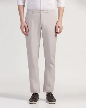 Linen Slim Comfort Casual Natural Solid Khakis - Silver