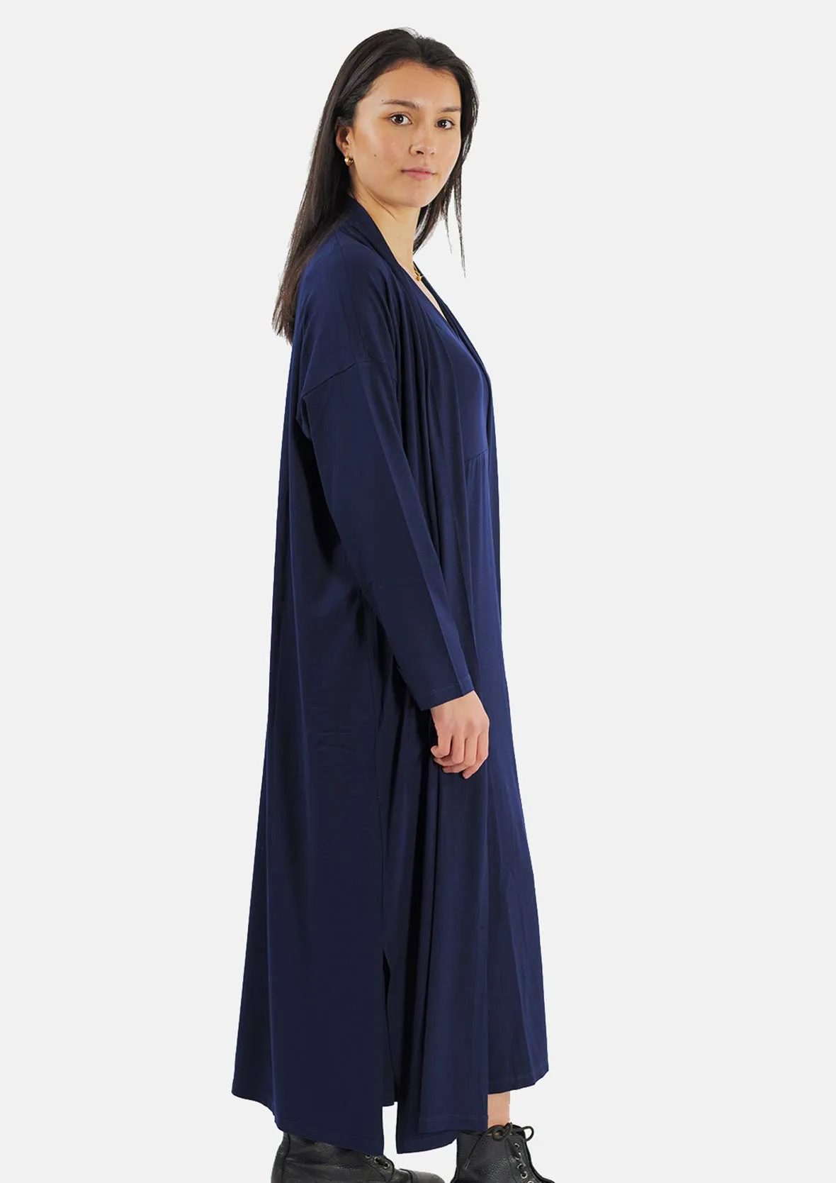 Long Jersey Cardigan With Pockets