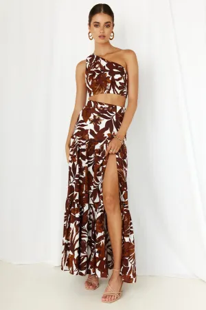 Lorelei chocolate floral top and maxi skirt