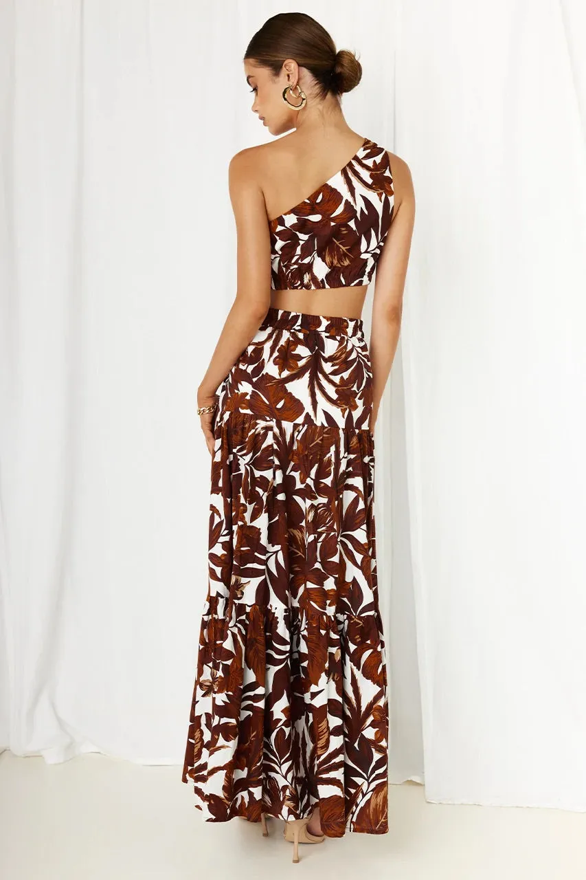 Lorelei chocolate floral top and maxi skirt