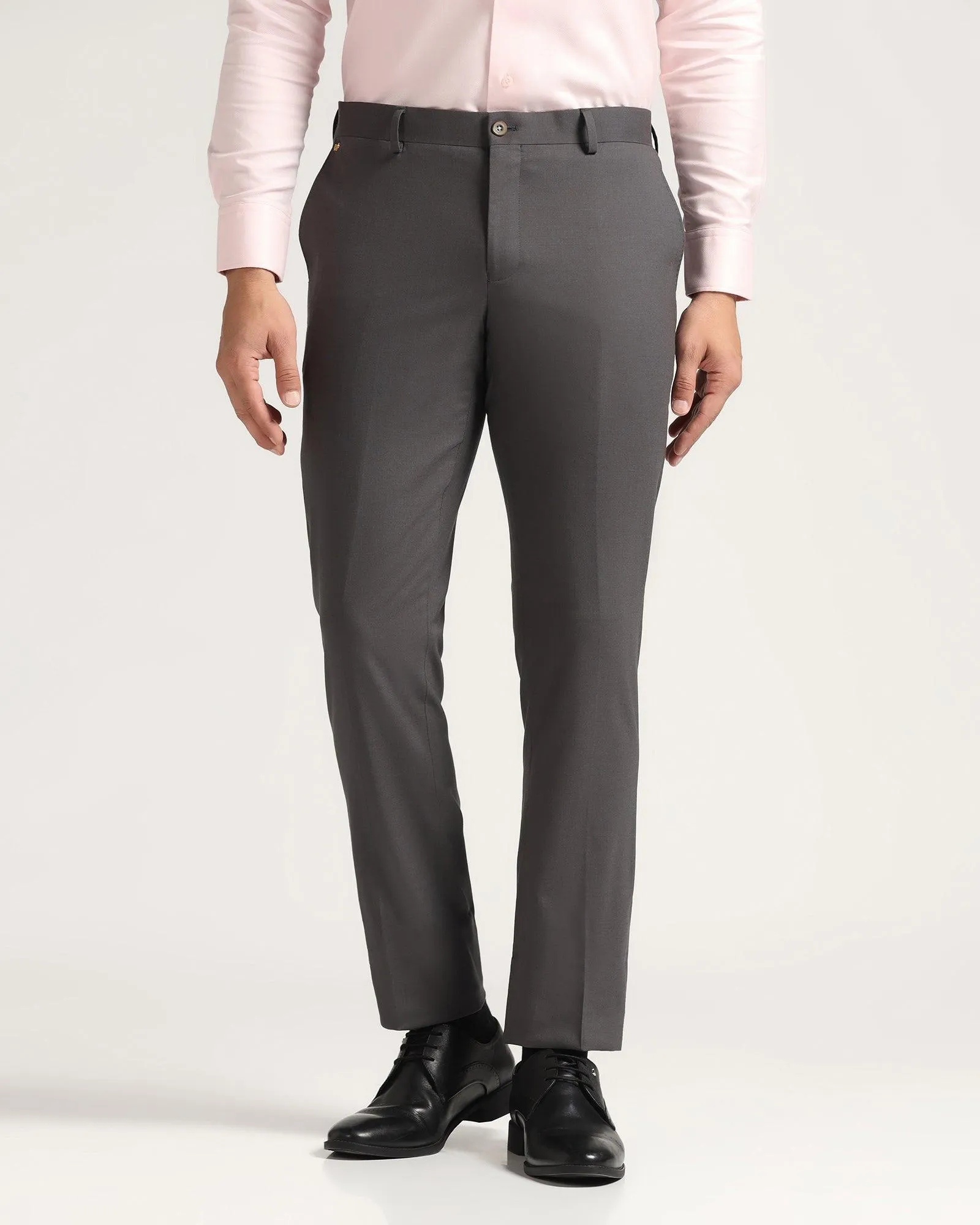 Luxe Slim Comfort B-95 Formal Grey Solid Trouser - Meter