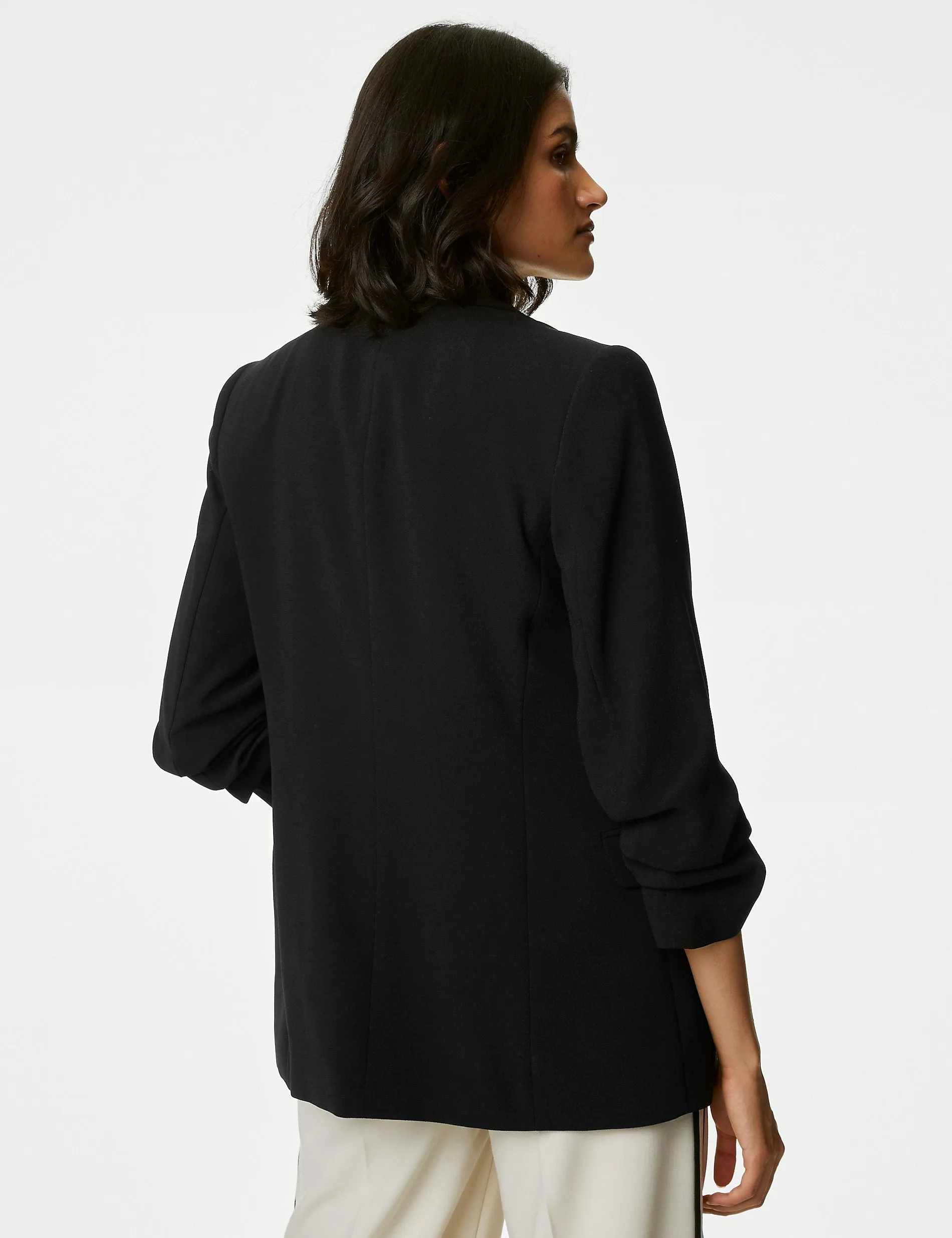 Marks & Spencer ruffled sleeve blazer, black