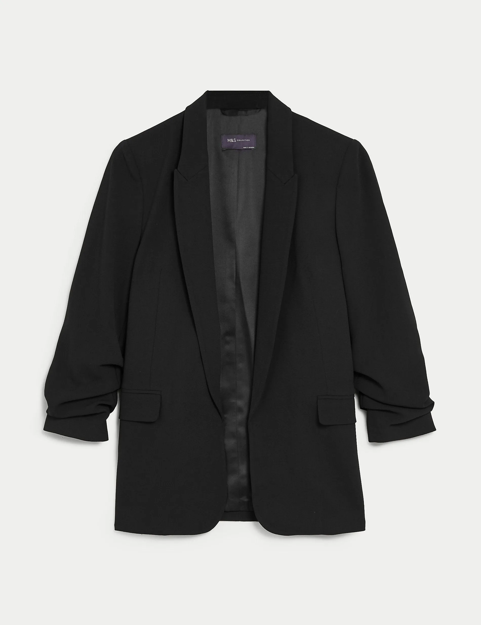 Marks & Spencer ruffled sleeve blazer, black